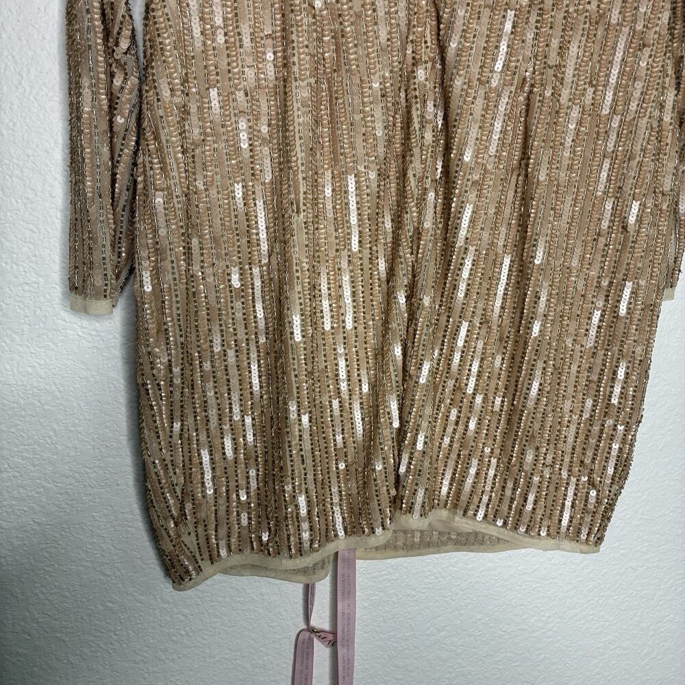 Mac Duggal Champagne Sequin Beaded Cocktail Dress 10 NWT - Picture 10 of 12